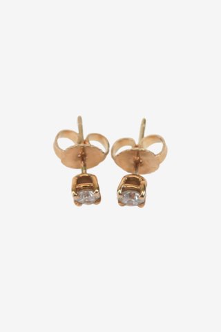 Tiffany & Co. 18k Rose Gold Diamond Solitaire Stud Earrings - Designer Earrings at The Find Luxury Resale - Vancouver, Canada