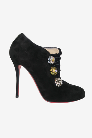 Christian Louboutin Suede Crystal Embellishment Pumps Sz 37 - Designer shoes at The Find Luxury Resale - Vancouver, Canada