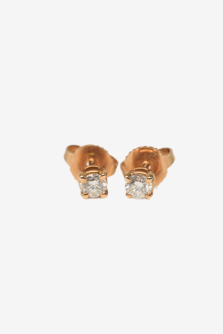 Tiffany & Co. 18k Rose Gold Diamond Solitaire Stud Earrings - Designer Earrings at The Find Luxury Resale - Vancouver, Canada