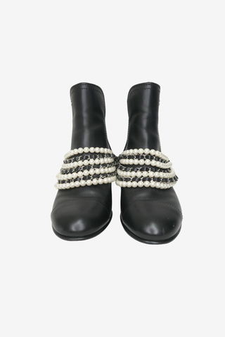 Chanel 2018 Interlocking CC Logo Moto Boots - Designer shoes at The Find Luxury Resale - Vancouver, Canada