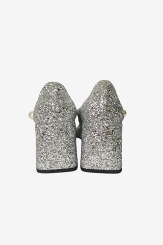 Miu Miu Glitter Chain-Link Accents Pumps sz 37.5 - Designer shoes at The Find Luxury Resale - Vancouver, Canada