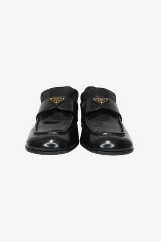 Prada Metal Triangle Leather Loafers sz 38 - Designer Loafer at The Find Luxury Resale - Vancouver, Canada
