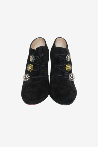 Christian Louboutin Suede Crystal Embellishment Pumps Sz 37 - Designer shoes at The Find Luxury Resale - Vancouver, Canada
