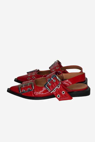 Ganni Buckle Ballerina Flats sz 38 - Designer Flats at The Find Luxury Resale - Vancouver, Canada