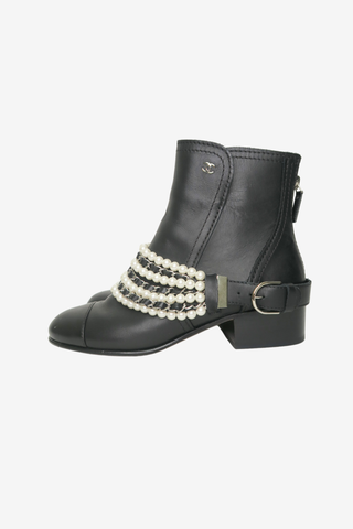 Chanel 2018 Interlocking CC Logo Moto Boots - Designer shoes at The Find Luxury Resale - Vancouver, Canada