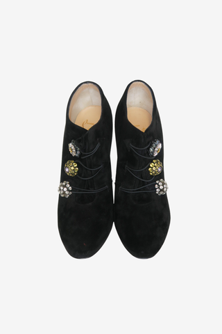 Christian Louboutin Suede Crystal Embellishment Pumps Sz 37 - Designer shoes at The Find Luxury Resale - Vancouver, Canada