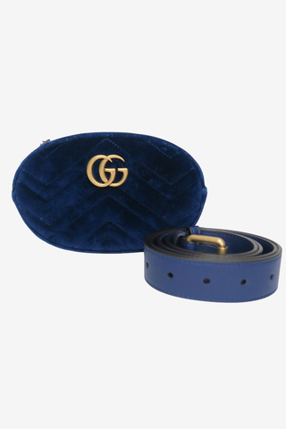 Gucci Blue Velvet Marmont Belt Bag