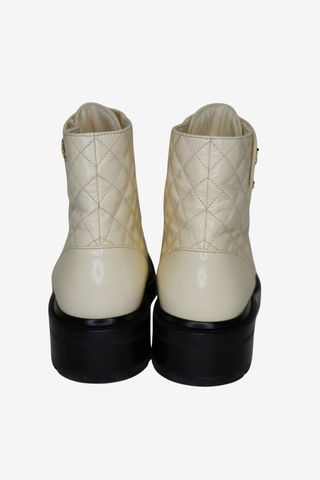 Chanel 2021 Interlocking CC Logo Combat Boots sz 40