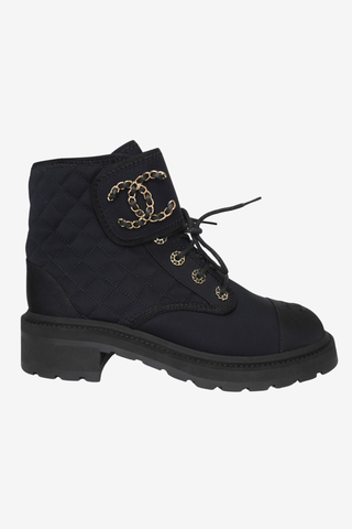 Chanel Quilted Nylon Combat Boots sz 41 - Designer boots at The Find Luxury Resale - Vancouver, Canada