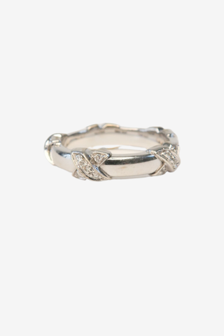 Tiffany & Co. Signature X Diamond Station Band 18K White Gold Ring - Designer Ring at The Find Luxury Resale - Vancouver, Canada