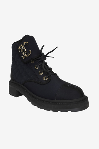 Chanel Quilted Nylon Combat Boots sz 41 - Designer boots at The Find Luxury Resale - Vancouver, Canada