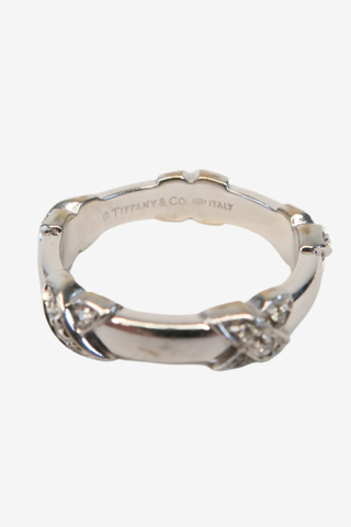 Tiffany & Co. Signature X Diamond Station Band 18K White Gold Ring - Designer Ring at The Find Luxury Resale - Vancouver, Canada