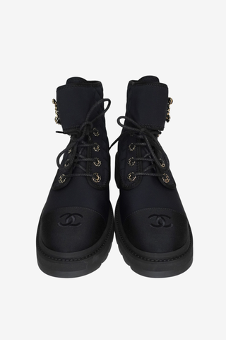 Chanel Quilted Nylon Combat Boots sz 41 - Designer boots at The Find Luxury Resale - Vancouver, Canada