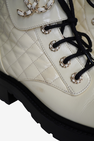 Chanel 2021 Interlocking CC Logo Combat Boots sz 40