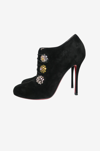 Christian Louboutin Suede Crystal Embellishment Pumps Sz 37 - Designer shoes at The Find Luxury Resale - Vancouver, Canada
