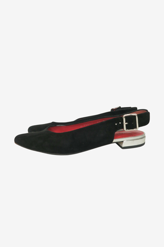 Stuart Weitzman Suede Sling Back Flats sz 7.5 - Designer shoes at The Find Luxury Resale - Vancouver, Canada