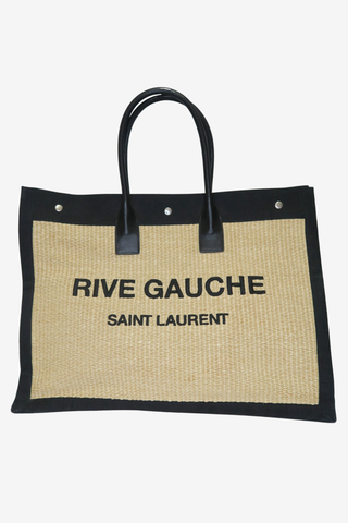Saint Laurent Raffia Rive Gauche Tote - Designer Handbags at The Find Luxury Resale - Vancouver, Canada