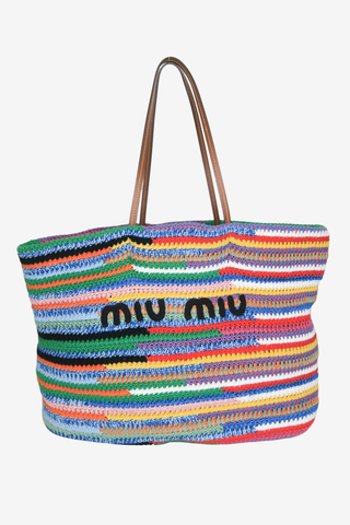 Miu Miu Multicolour Crochet Tote Bag - Designer Handbags at The Find Luxury Resale - Vancouver, Canada