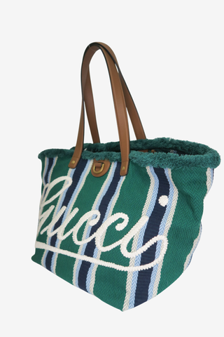 Gucci Logo Embroidered Tote - Designer handbag at The Find Luxury Resale - Vancouver, Canada