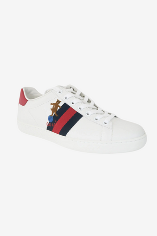 Gucci Web Accent Leather Sneakers sz 37 - Designer Sneakers at The Find Luxury Resale - Vancouver, Canada