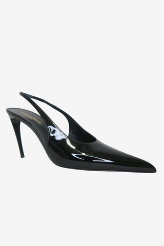 Saint Laurent Patent Leather Slingback Pumps sz 38.5 - Designer pumps at The Find Luxury Resale - Vancouver, Canada