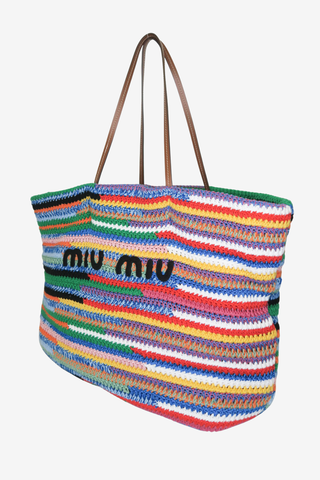 Miu Miu Multicolour Crochet Tote Bag - Designer Handbags at The Find Luxury Resale - Vancouver, Canada