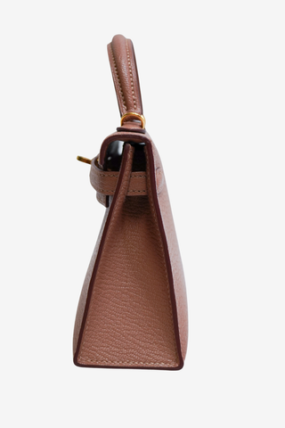 Hermès Quebracho Chèvre Mini Kelly 20 II Gold Hardware - Designer Handbags at The Find Luxury Resale - Vancouver, Canada