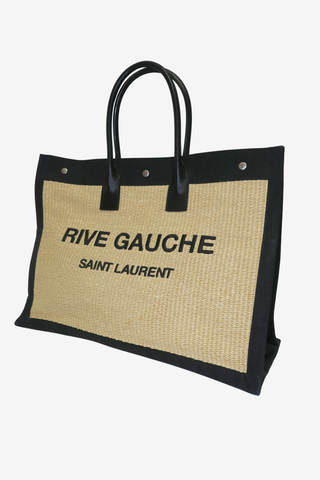 Saint Laurent Raffia Rive Gauche Tote - Designer Handbags at The Find Luxury Resale - Vancouver, Canada
