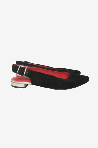 Stuart Weitzman Suede Sling Back Flats sz 7.5 - Designer shoes at The Find Luxury Resale - Vancouver, Canada