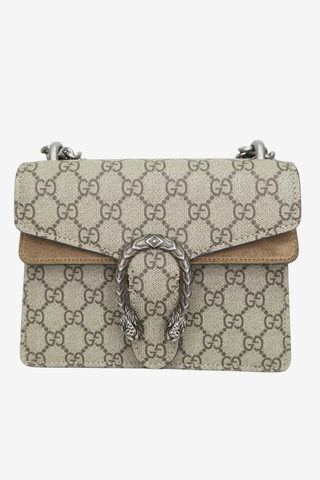 Gucci Beige Suede/Leather Mini Dionysus Chain Shoulder Bag - Designer Handbags at The Find Luxury Resale - Vancouver, Canada