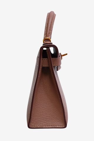 Hermès Quebracho Chèvre Mini Kelly 20 II Gold Hardware - Designer Handbags at The Find Luxury Resale - Vancouver, Canada