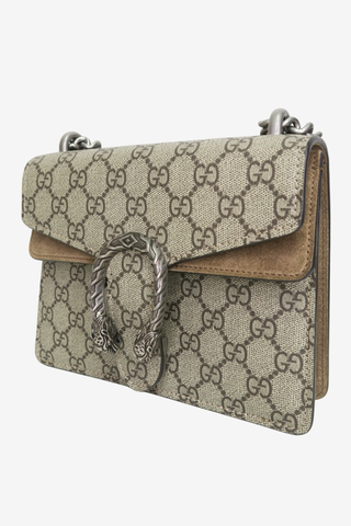Gucci Beige Suede/Leather Mini Dionysus Chain Shoulder Bag - Designer Handbags at The Find Luxury Resale - Vancouver, Canada