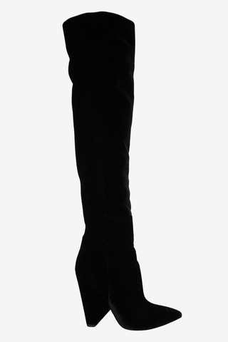 Saint Laurent Velvet High Boots sz 38.5 - Designer boots at The Find Luxury Resale - Vancouver, Canada