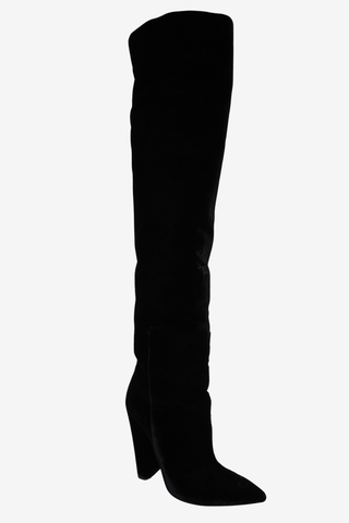 Saint Laurent Velvet High Boots sz 38.5 - Designer boots at The Find Luxury Resale - Vancouver, Canada