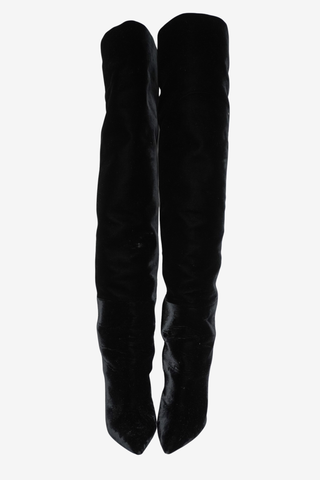 Saint Laurent Velvet High Boots sz 38.5 - Designer boots at The Find Luxury Resale - Vancouver, Canada