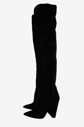 Saint Laurent Velvet High Boots sz 38.5 - Designer boots at The Find Luxury Resale - Vancouver, Canada