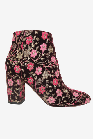 Aquazzura Velvet Floral Ankle Boots sz 38 - Designer boots at The Find Luxury Resale - Vancouver, Canada