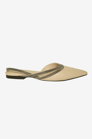 Brunello Cucinelli Monili Leather Slingback Flats sz 35