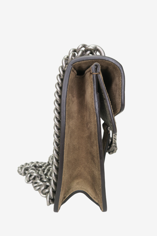Gucci Beige Suede/Leather Mini Dionysus Chain Shoulder Bag - Designer Handbags at The Find Luxury Resale - Vancouver, Canada