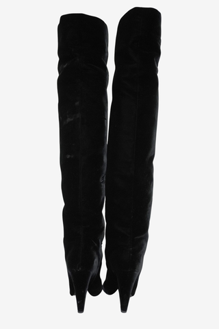 Saint Laurent Velvet High Boots sz 38.5 - Designer boots at The Find Luxury Resale - Vancouver, Canada