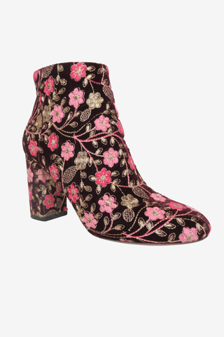Aquazzura Velvet Floral Ankle Boots sz 38 - Designer boots at The Find Luxury Resale - Vancouver, Canada