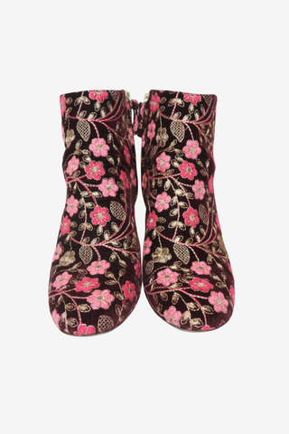 Aquazzura Velvet Floral Ankle Boots sz 38 - Designer boots at The Find Luxury Resale - Vancouver, Canada