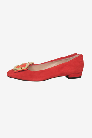 Stuart Weitzman Red Flats Sz 7.5 - Designer shoes at The Find Luxury Resale - Vancouver, Canada