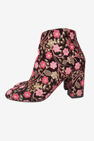 Aquazzura Velvet Floral Ankle Boots sz 38 - Designer boots at The Find Luxury Resale - Vancouver, Canada