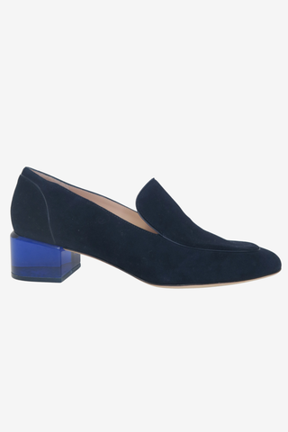 Stuart Weitzman Blue Suede Loafers sz 7.5 - Designer Flats at The Find Luxury Resale - Vancouver, Canada