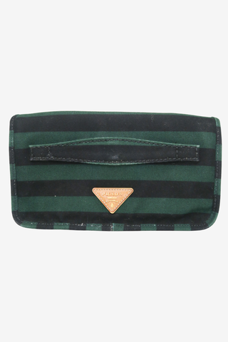 Prada Stripe Clutch - Designer clutch at The Find Luxury Resale - Vancouver, Canada