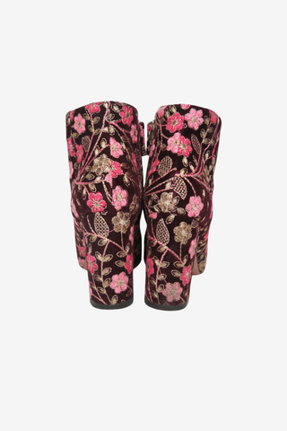 Aquazzura Velvet Floral Ankle Boots sz 38 - Designer boots at The Find Luxury Resale - Vancouver, Canada