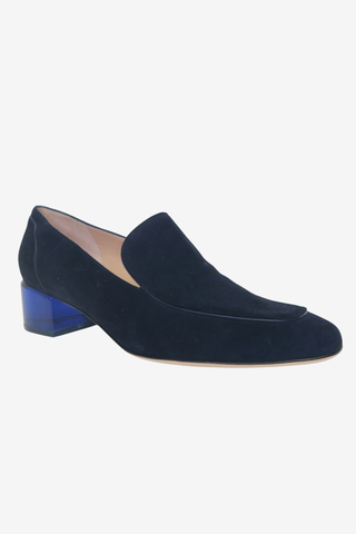 Stuart Weitzman Blue Suede Loafers sz 7.5 - Designer Flats at The Find Luxury Resale - Vancouver, Canada