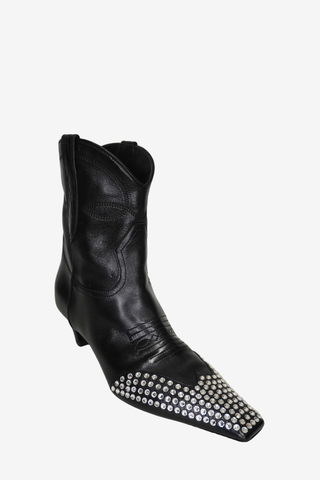 Khaite Leather Crystal Embellished Western Boots sz 38 - Designer boots at The Find Luxury Resale - Vancouver, Canada