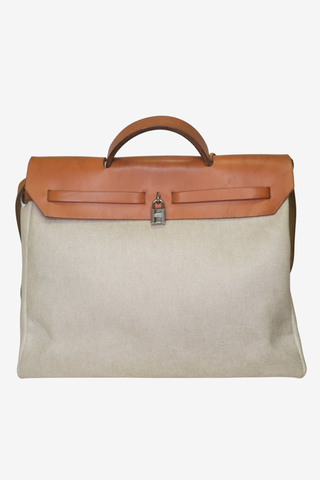 Hermes Toile H & Vache Hunter Herbag 39 - Designer handbag at The Find Luxury Resale - Vancouver, Canada